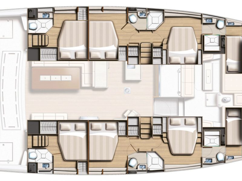 planta de un bali 5.4 de 6 cabinas con 6 baños